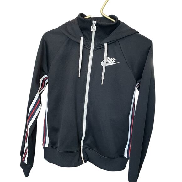 Nike Zip Hoodie Black/Red Trim Women’s Sz S Athleisure Streetwear Layer EUC - Picture 2 of 7